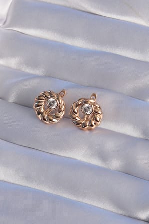 XUPİNG Rose Renk Oval Zirkon Taşlı Burgu Model Küpe - Lisinya