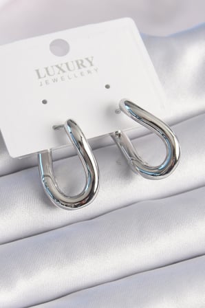 Pirinç Gümüş Renk Halka Model Kadın Küpe - Lisinya