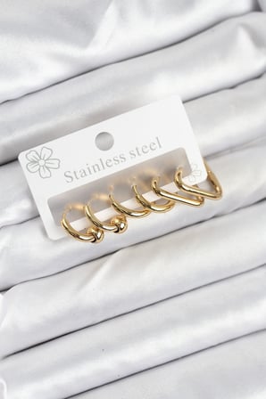 316L Çelik Gold Renk Kadın Küpe Seti - Lisinya