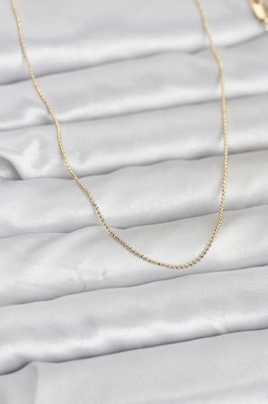 CM 14K Gold Renk İnce Top Zincirli 60 cm Kadın Kolye - Lisinya
