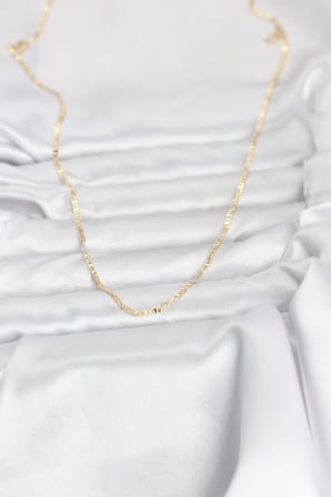 CM 14K Gold Renk Yassı Zincir Model 60 cm Kadın Kolye - Lisinya