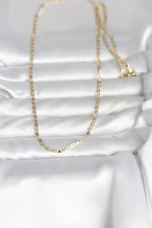 CM 14K Gold Renk Yassı Zincir Model 60 cm Kadın Kolye - Lisinya