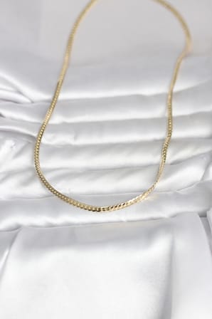 CM 14K Gold Renk Yassı Zincir Model 45 cm Kadın Kolye - Lisinya