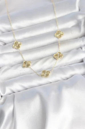 Gold Renk Yonca Model VIP Seri Kadın Kolye - Lisinya
