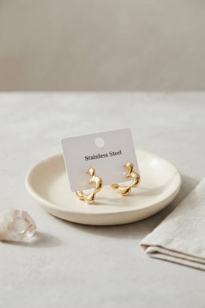 316L Çelik Gold Renk Çiçek Halka Model Küpe - Lisinya