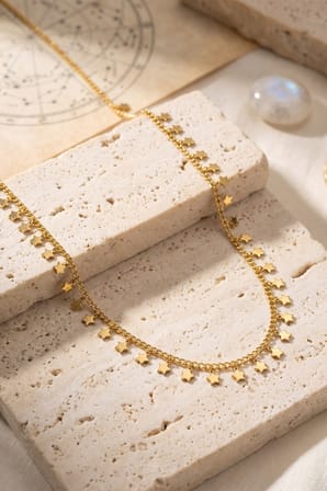 Gold Renk Yıldız Pul Model 60 cm Kadın Kolye - Lisinya