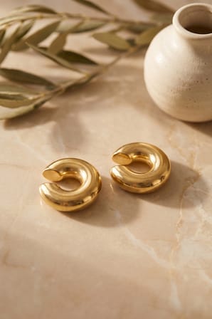 316L Çelik Gold Renk Çiftli Earcuff Küpe - Lisinya