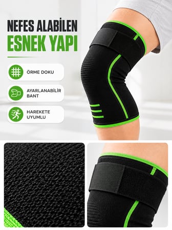Diz Destekleyici Spor Dizlik Esnek Örme Kumaşlı Ayarlanabilir Üst Bantlı - Lisinya
