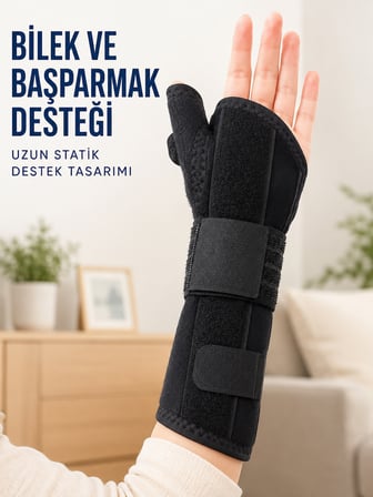 Başparmak ve El Bilek Destek Ateli Metal Destekli Ayarlanabilir Cırtlı Bileklik - Lisinya