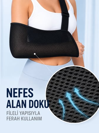 Pratik Kol Askısı Nefes Alabilen Fileli Kumaş Ayarlanabilir Omuz Destekli - Lisinya