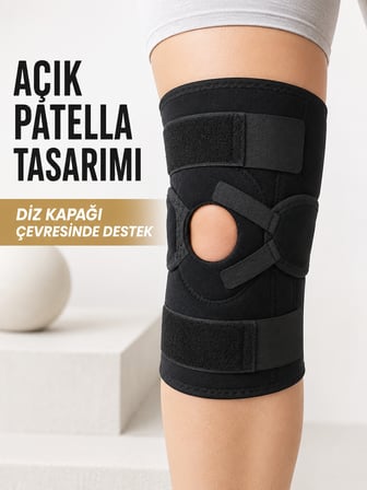 Açık Patella Ligamentli Dizlik Yan Destekli Esnek Ayarlanabilir Diz Desteği - Lisinya