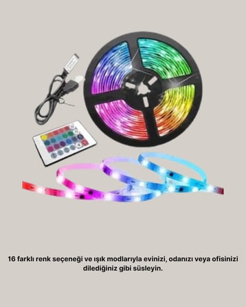 Smart Şerit LED Kumandalı USB Enerjili Suya Dayanıklı Dekoratif Aydınlatma - Lisinya