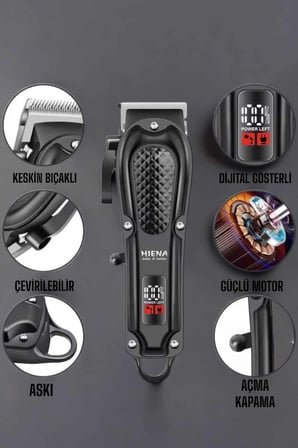 Suya Dayanıklı Tıraş Makinesi Keskin Bıçaklı Dijital Göstergeli Şarjlı - Lisinya