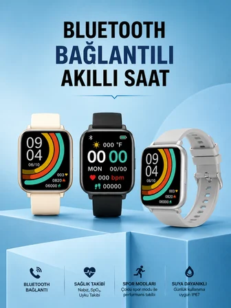 Titreşimli, Sağlık Takipli, Yeni Nesil Akıllı Saat  400mAh Batarya Kapasiteli - Lisinya