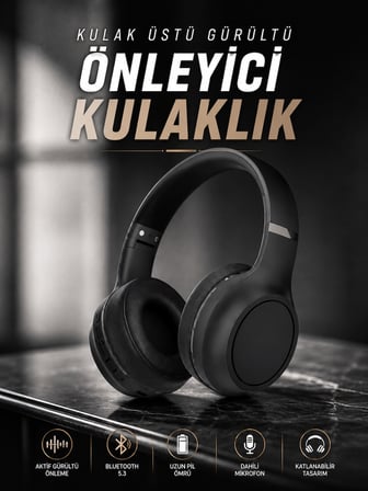 Kulak Üstü Kablosuz Bluetooth Kulaklık Gürültü Önleyici Ayarlanabilir - Lisinya