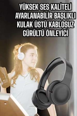 Kulak Üstü Kablosuz Bluetooth Kulaklık Gürültü Önleyici Uzun Şarj Süreli - Lisinya