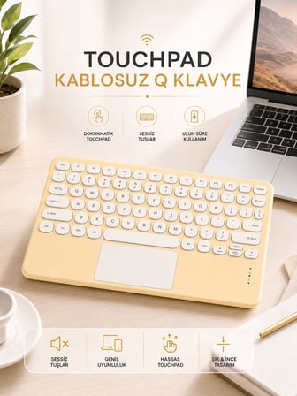 Android ve İOS Uyumlu Bluetooth Klavye Touchpad Slim Kablosuz Wifi Q Klavye - Lisinya