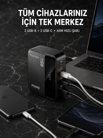 4 Portlu GaN Masaüstü Hızlı Şarj İstasyonu - Lisinya