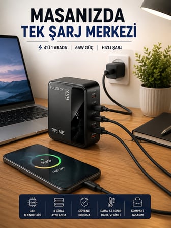 4 Cihazı Aynı Anda Destekleyen Şarj İstasyonu - Lisinya