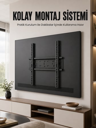 50-95 İnç Sabit TV Duvar Askı Aparatı Güçlü Çelik Gövde Kolay Montaj Geniş VESA Uyumlu - Lisinya