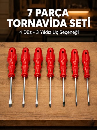 7 Parça Tornavida Seti Manyetik Uç Ergonomik Sap - Lisinya