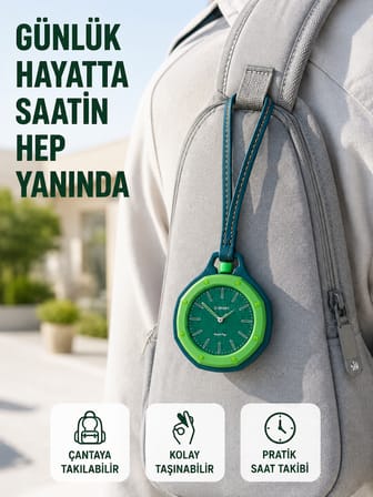 Çanta Charmı Askılı Analog Taşınabilir Saat Günlük Aksesuar Yeşil - Lisinya