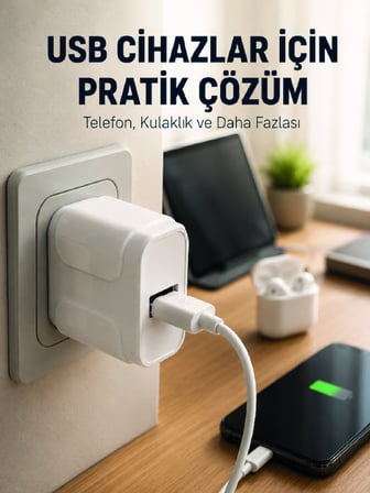 12W USB Şarj Adaptörü 5V 2.4A Hızlı ve Güvenli Şarj Başlığı - Lisinya