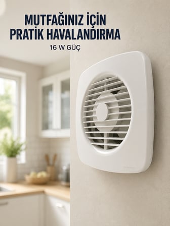 120 mm Havalandırma Fanı 180 m³/h Dekoratif Duvar ve Tavan Tipi Aspiratör - Lisinya