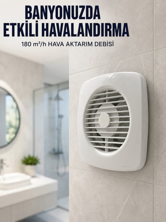 Ev Tipi Dekoratif Aspiratör 16 W 180 m³/h Banyo Mutfak WC Havalandırma Çözümü - Lisinya