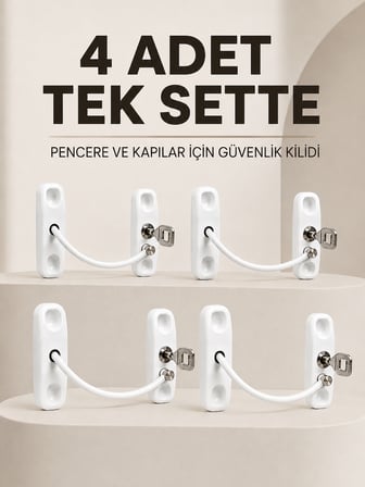 Anahtarlı Pencere Emniyet Kilidi 4 Adet Güvenlik Seti - Lisinya