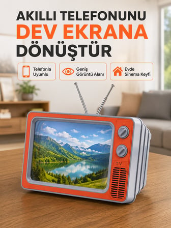 Retro TV Telefon Ekran Büyütücü 12'' HD Görüntü Büyütme Standlı Katlanabilir Telefon Tutucu - Lisiny