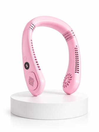 Pembe Boyun Tipi Fan USB Şarjlı Hafif Tasarım Güçlü Hava Üflemeli Serinletici - Lisinya