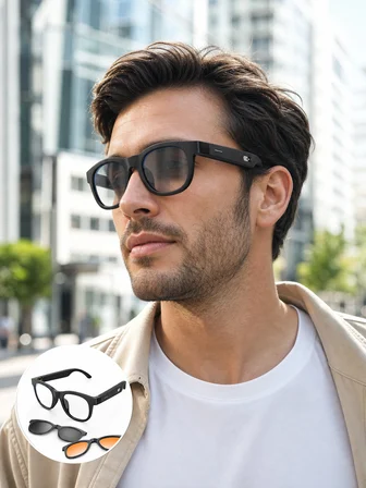 Yapay Zekâ Destekli Akıllı Gözlük Değiştirilebilir Manyetik Lens Bluetooth Bağlantı ve Dokunmatik Ko