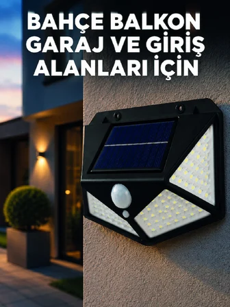 Solar LED Bahçe Aydınlatma Lambası 3 Işık Modlu Sensörlü Duvar Tipi Dış Mekan - Lisinya