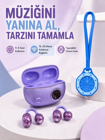 Kablosuz Stereo Kulaklık ve Mavi Askılı Çanta Saati İkili Fırsat Paketi – Günlük Kullanım Kablosuz S