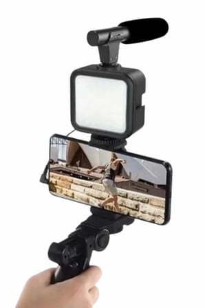 Telefon Tutucu Mini Mikrofonlu Tripod Vlog Çekim Video - Lisinya