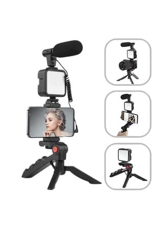 Akıllı Telefon Vlog Kiti Tripod Mini Mikrofonlu Telefon Tutucu - Lisinya