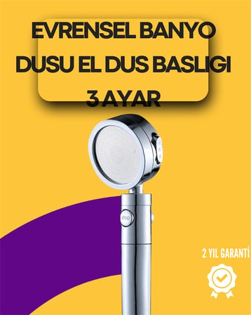 Sağlam Metal Hortum Bağlantılı, 360° Hareketli Duş Başlığı - Lisinya