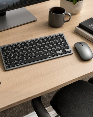 Şarjlı Kablosuz Klavye ve Mouse Seti Kompakt Taşınabilir Tasarım - Lisinya