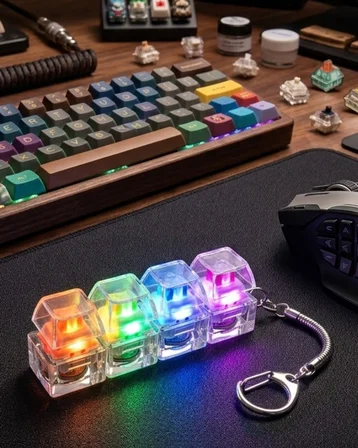 Işıklı Mekanik Tuş Anahtarlık Klik Sesli Stres Oyuncağı Fidget - Lisinya