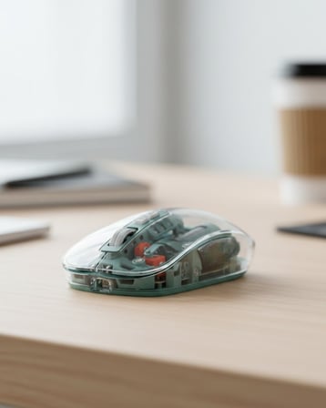 Bluetooth ve 2.4G USB Destekli Pilli Kablosuz Şeffaf Mouse - Lisinya