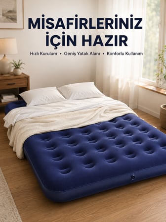 Kamp ve Festival İçin Şişirilebilir Yatak Çift Kişilik Sağlam Yapı - Lisinya
