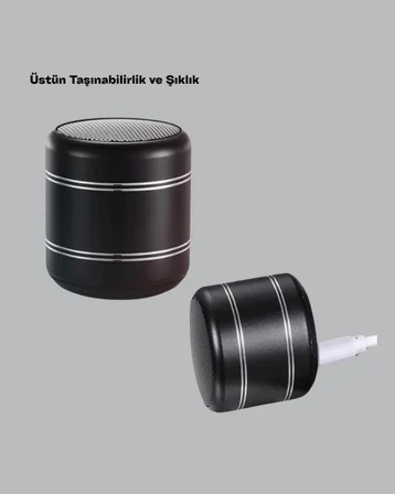 Taşınabilir Silindir Tasarım Bluetooth 5.0 Hoparlör Yüksek Bas Performanslı Yeni Nesil - Lisinya