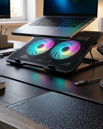 Ayarlanabilir Laptop Soğutucu Çift Fan RGB Işıklı Sessiz Çalışan - Lisinya