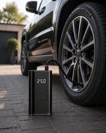Dijital Lastik Pompası Kablosuz Hava Basma Cihazı Powerbank Destekli - Lisinya