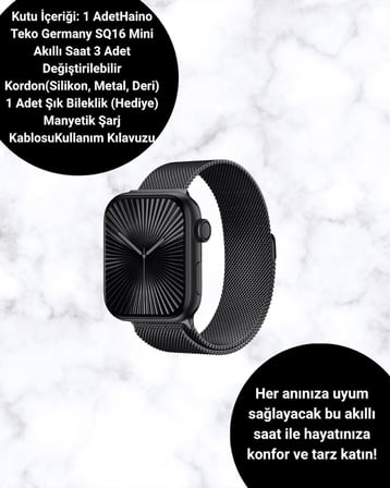 SQ-16 Mini Series 10 – Dokunmatik Akıllı Saat | Kalp Ritmi, SpO2, Uyku Takibi - Lisinya