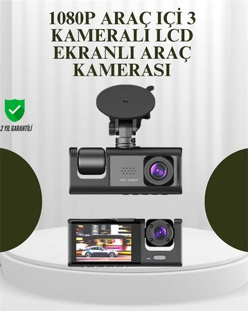 G-Sensörlü 3'lü Kayıtlı Araç Kamerası - Lisinya