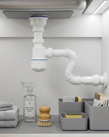 Esnek Gider Sifonu Lavabo İçin Koku Önleyici Tıkanma Karşıtı Bağlantı Seti - Lisinya