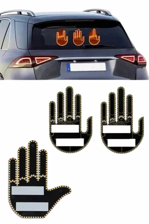 Kumandalı El Led Araba İçi 4 Farklı Mod El Orta Parmak Led - Lisinya