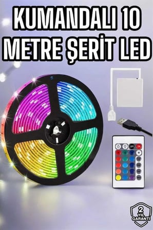 Smart Şerit Led TV Arkası Renkli Kumandalı 10 Metre - Lisinya